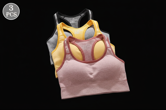 3-piece sports bra set stacked