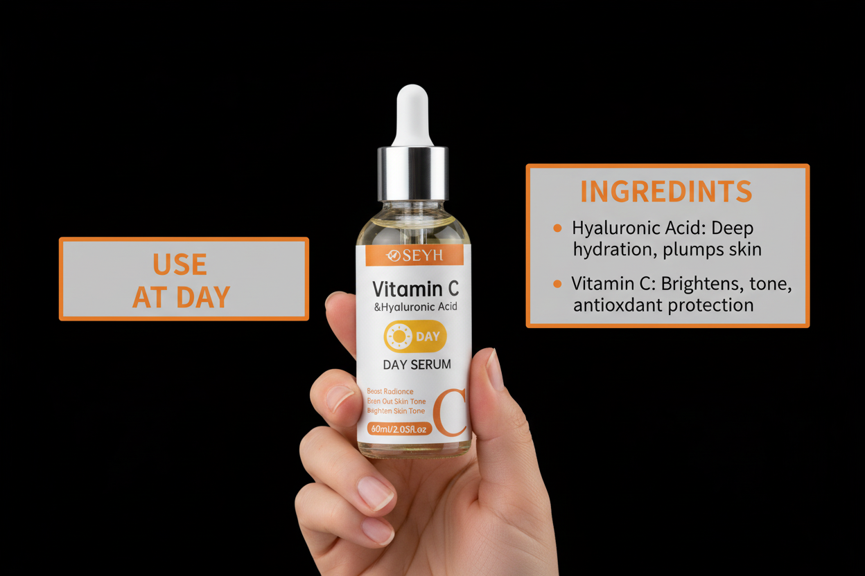 Day serum with usage info