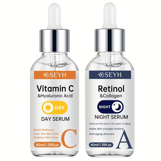 Konos™ Seyh 2-Pack Day/Night Vitamin C + Retinol Hydrating Serum (x2 40ml)