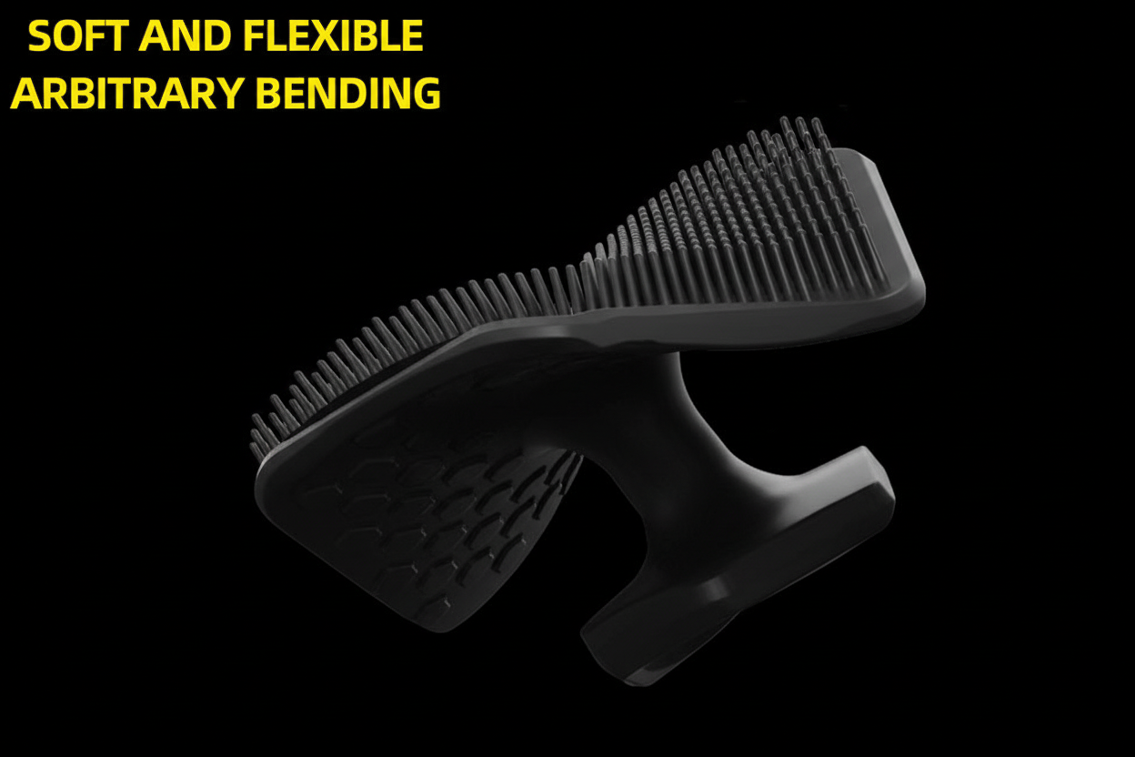 Flexible scrubber with yellow text