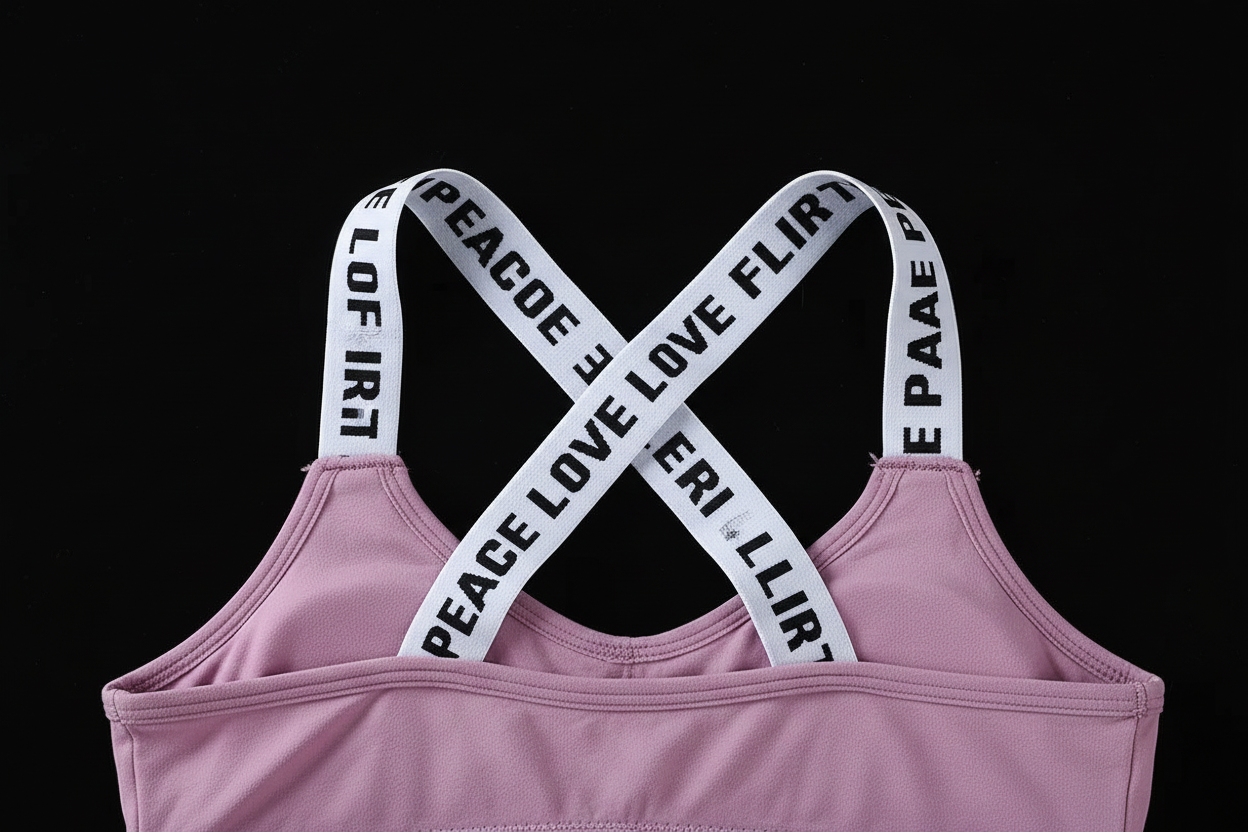 Pink sports bra back detail