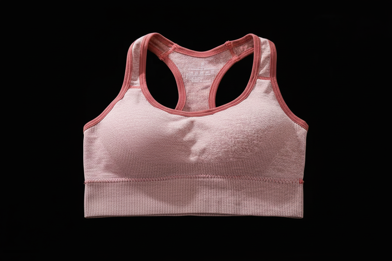 Pink sports bra detail shot