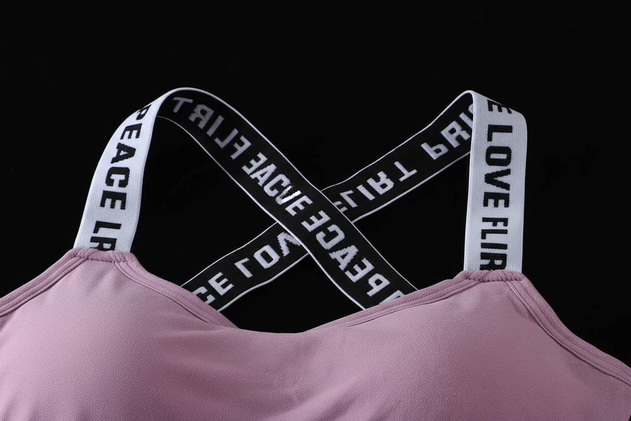 Pink sports bra strap detail