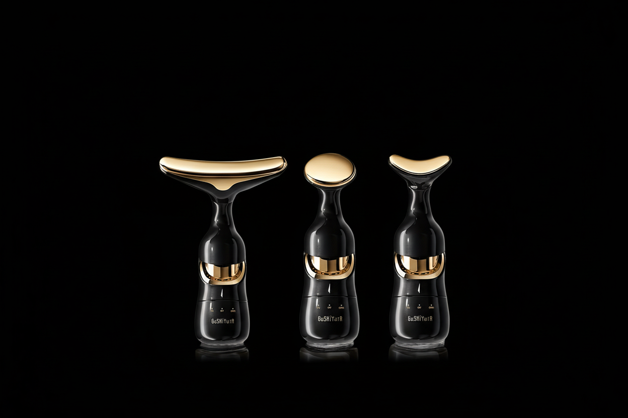 Three Massage Heads Display - Black Background